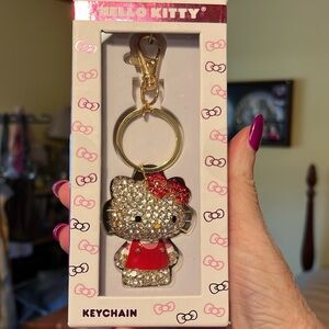 NIB Hello Kitty Sparkling Keychain with Red Bow VERY BLINGY and very cute